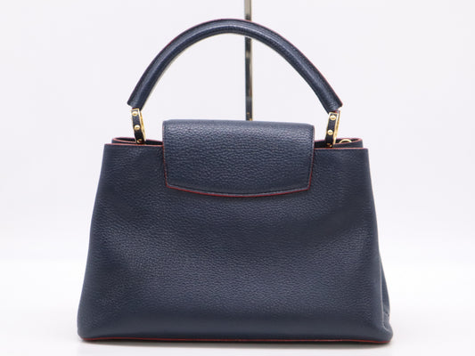 LOUIS VUITTON M52693 Taurillon Leather Capucines MM Marine Rouge Handbag with Dust Bag