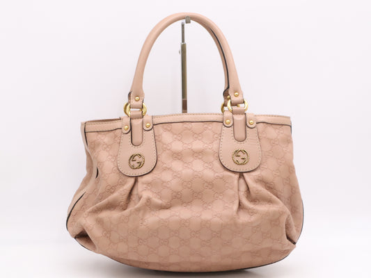 GUCCI 269953 Leather Guccissima Tote Bag Pink with GD Hardware