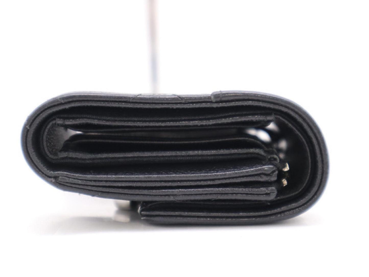 CHANEL Calfskin Tri-fold Wallet Matelasse Half Coco with Silver Hardware, Black