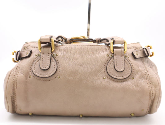 Chloe Leather Paddington Handbag, Beige, with GD Hardware and Key