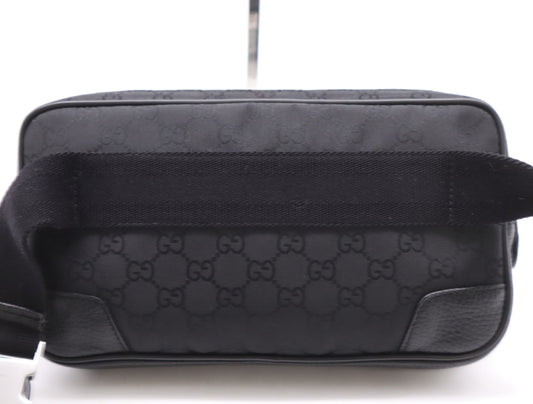 GUCCI 336672 Nylon/Leather GG Nylon Body Bag Black Waist Bag