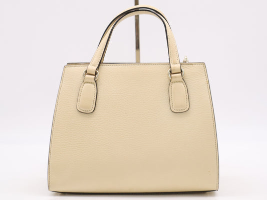 GUCCI 607722 Leather Soho 2-Way Bag, White, GD Hardware, Shoulder Strap, Handbag
