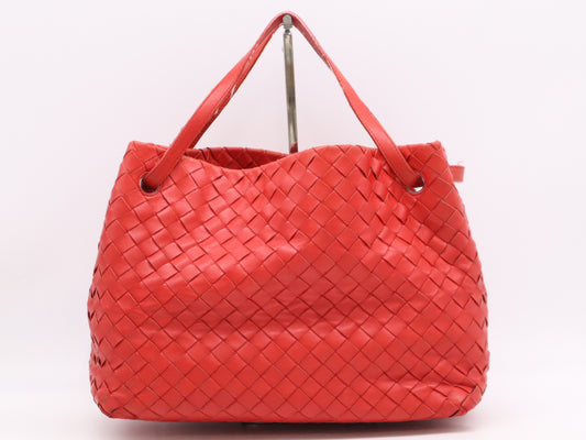 BOTTEGA VENETA Calfskin Intrecciato Tote Bag in Red with Dust Bag