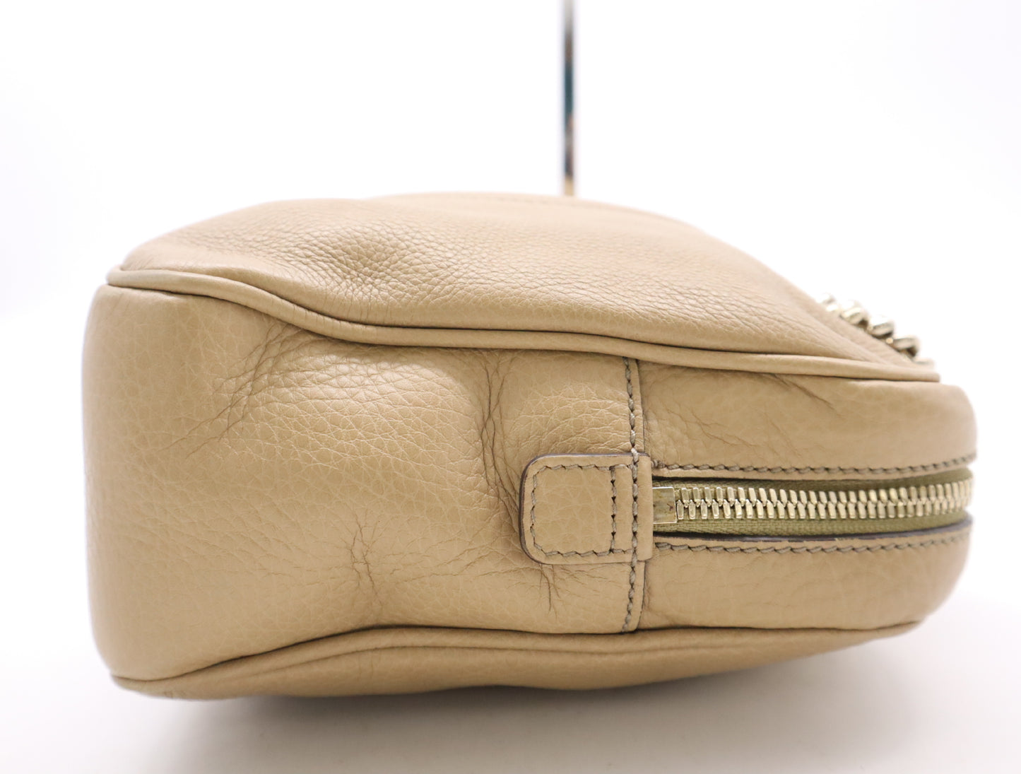 GUCCI 308983 Leather Soho Fringe Chain Shoulder Bag Beige