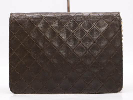 CHANEL Lambskin Matelasse 25 S Flap S Chain GD Hardware Black Shoulder Bag