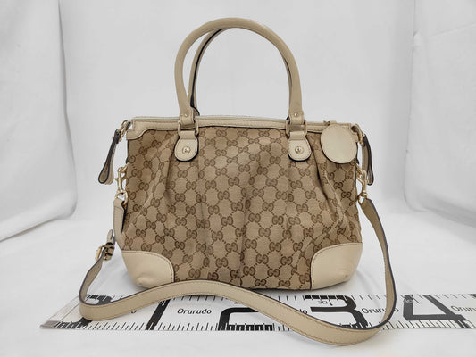 GUCCI 247902 Canvas GG Canvas Sukey 2-Way Bag with Shoulder Strap