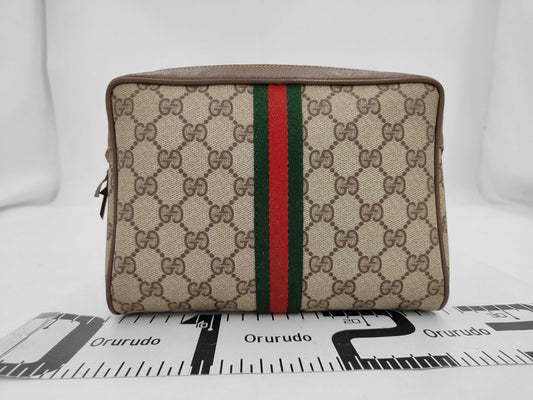 GUCCI 89.01.012 GG Supreme Sherry Line Old Gucci Pouch with Box