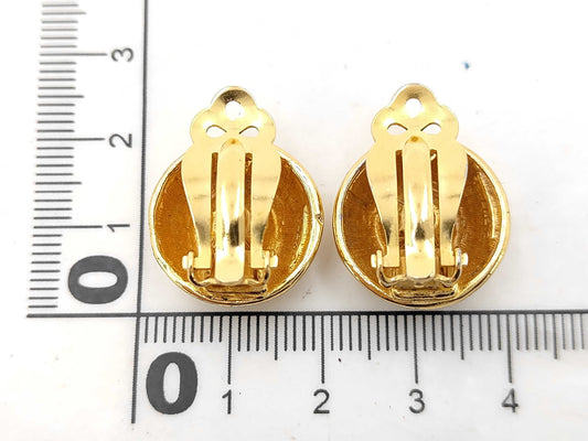CHANEL Rhinestone Gold Earrings