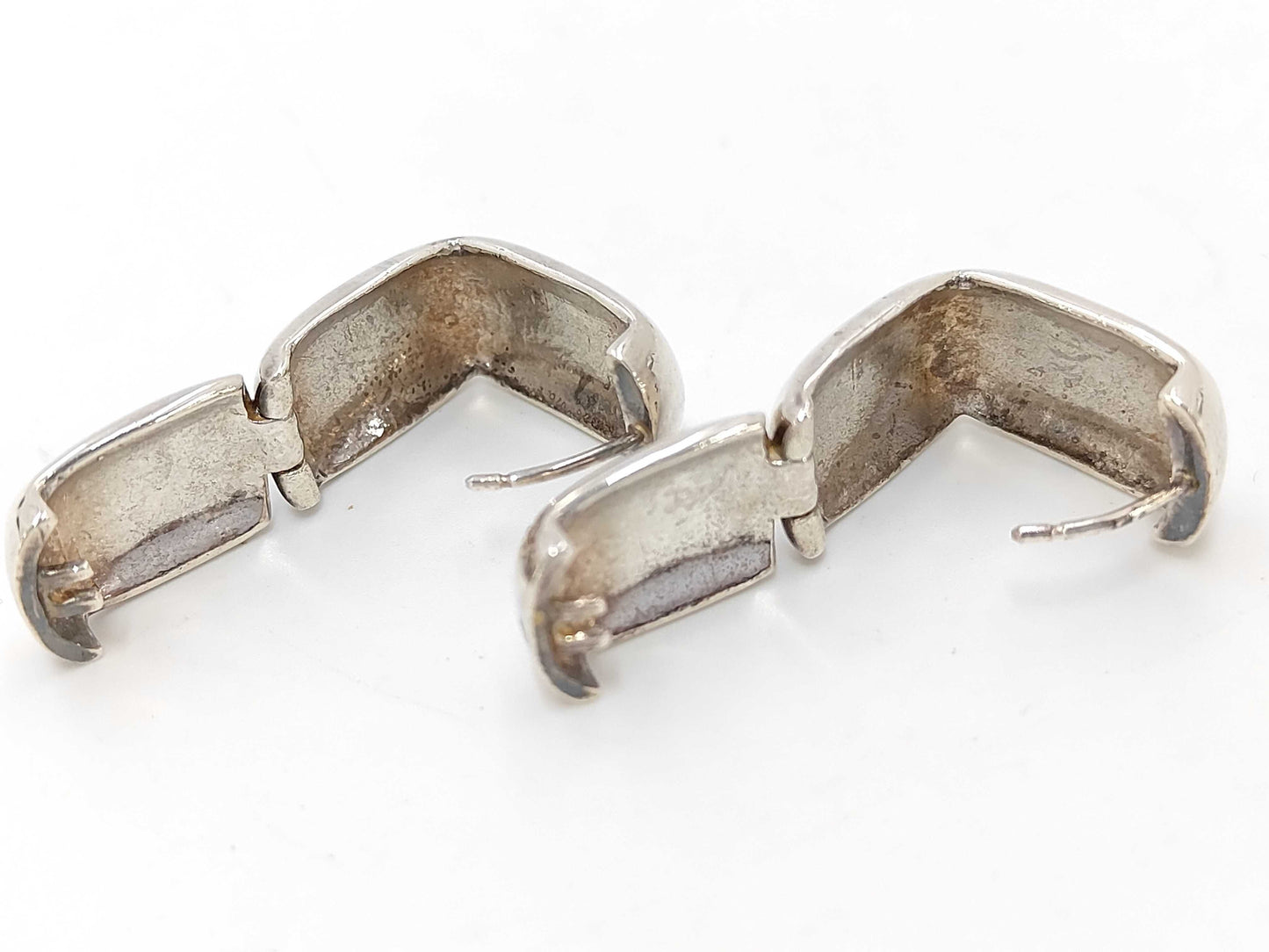 CHANEL Square Silver Earrings