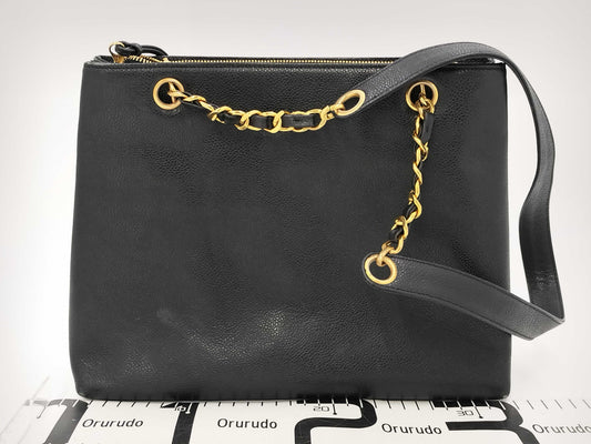 CHANEL Caviar Chain Tote 3131373 Sticker Card Tote Bag
