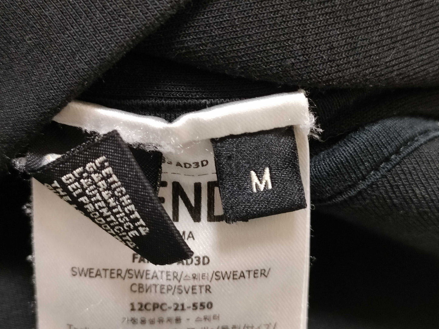 FENDI Zucca Zip Hoodie FAF533 Black M Size Tops