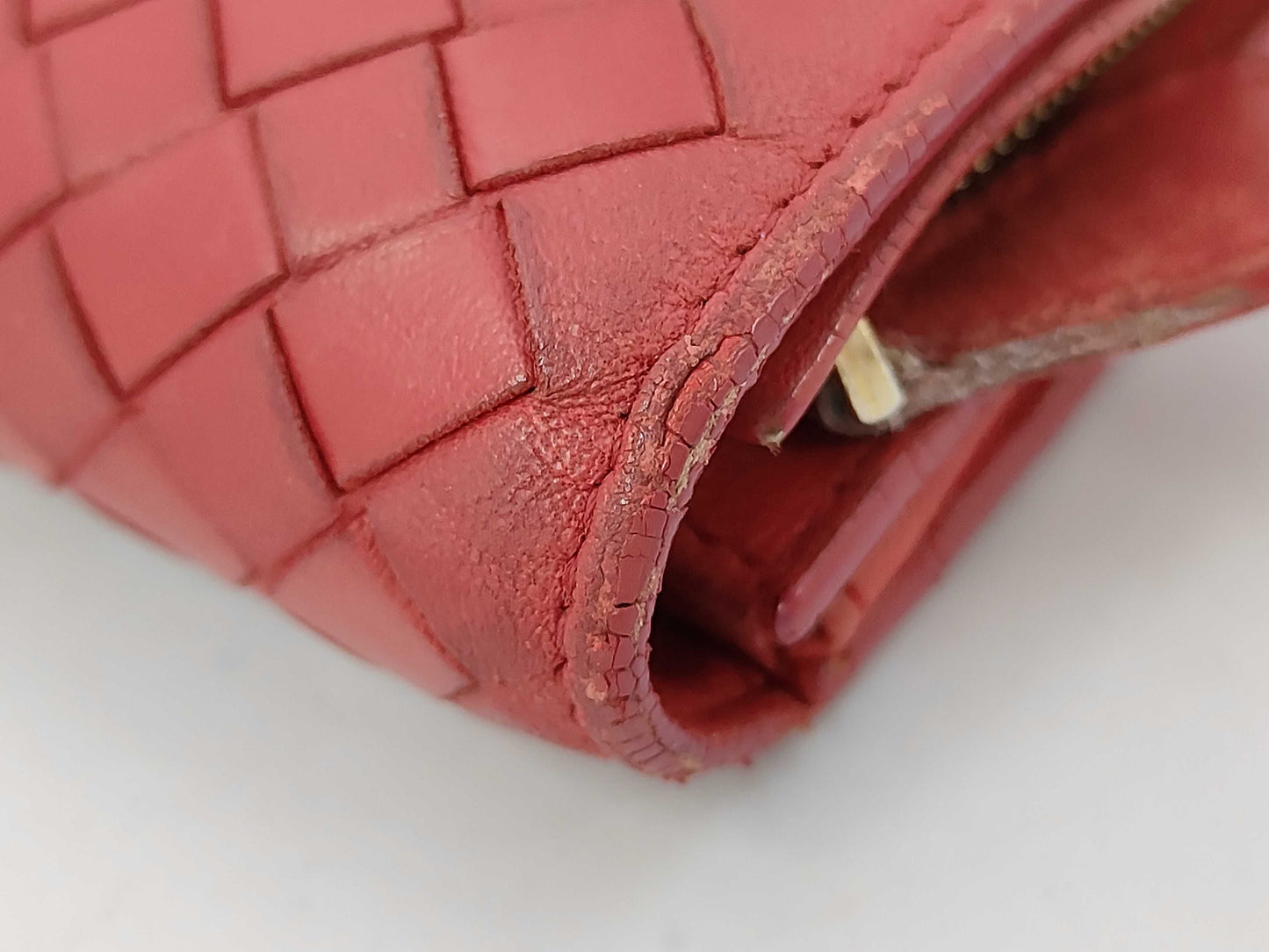 BOTTEGA VENETA BOTTEGA VENETA Long Wallet Red Excellent Condition Wallet