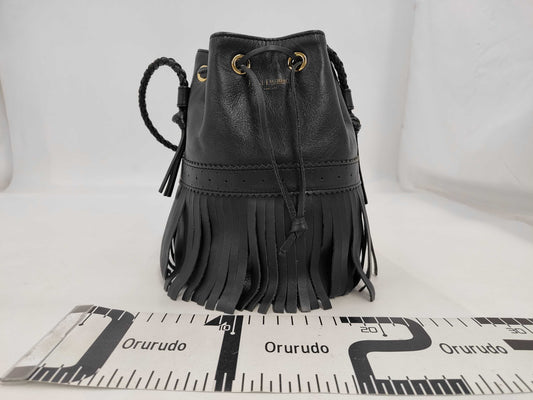 J&M Davidson FRINGE CARNIVAL M Shoulder Bag in Black Leather
