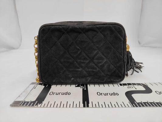 CHANEL Suede Beaded Shoulder Bag