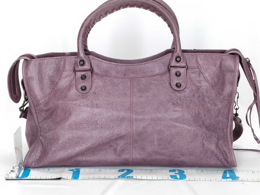 BALENCIAGA Purple The Part Time Leather 2-Way Shoulder Bag with Mirror