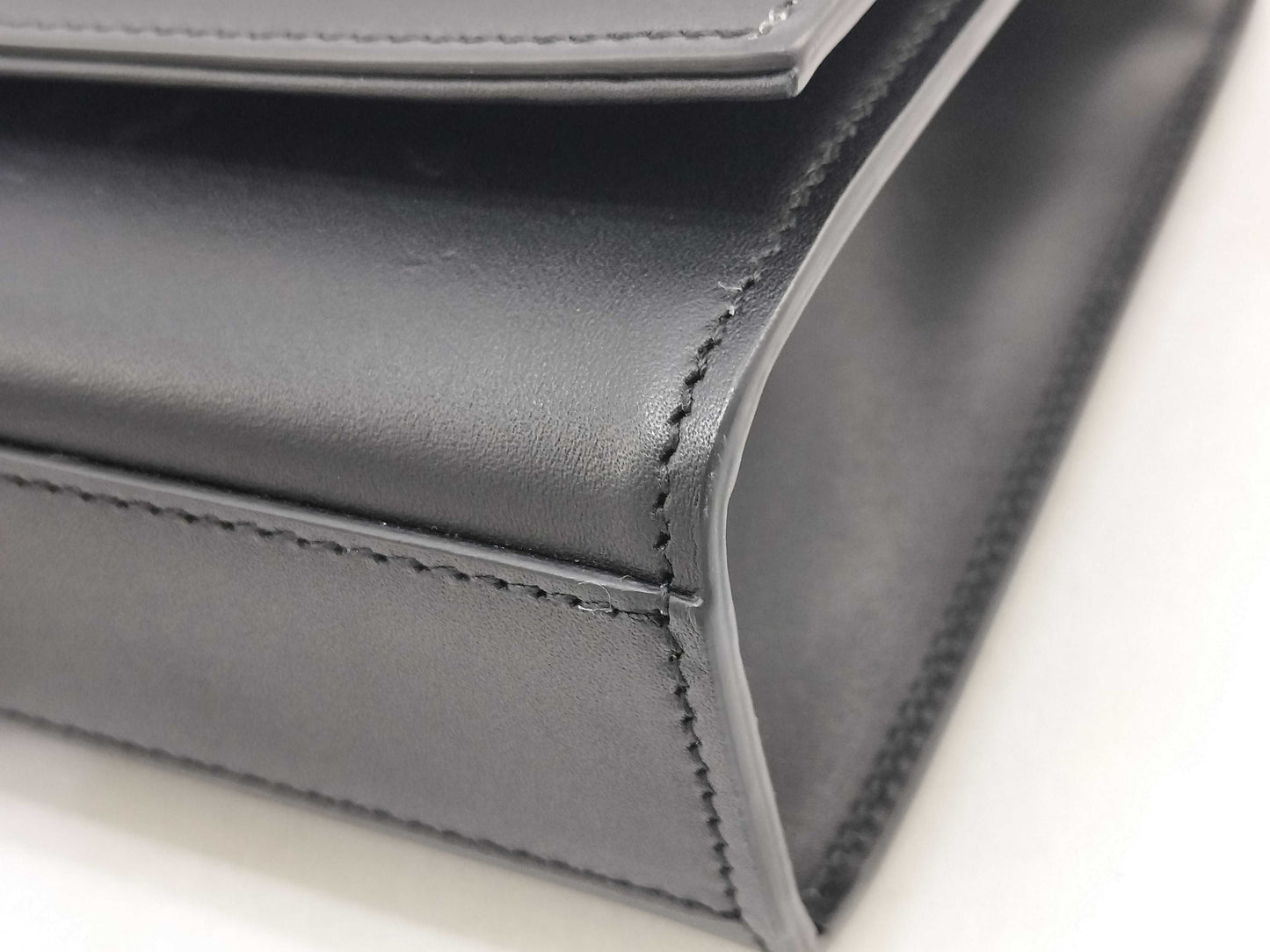 SAINT LAURENT calf leather fringe gold black shoulder bag