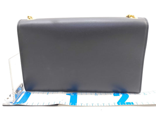 SAINT LAURENT calf leather fringe gold black shoulder bag