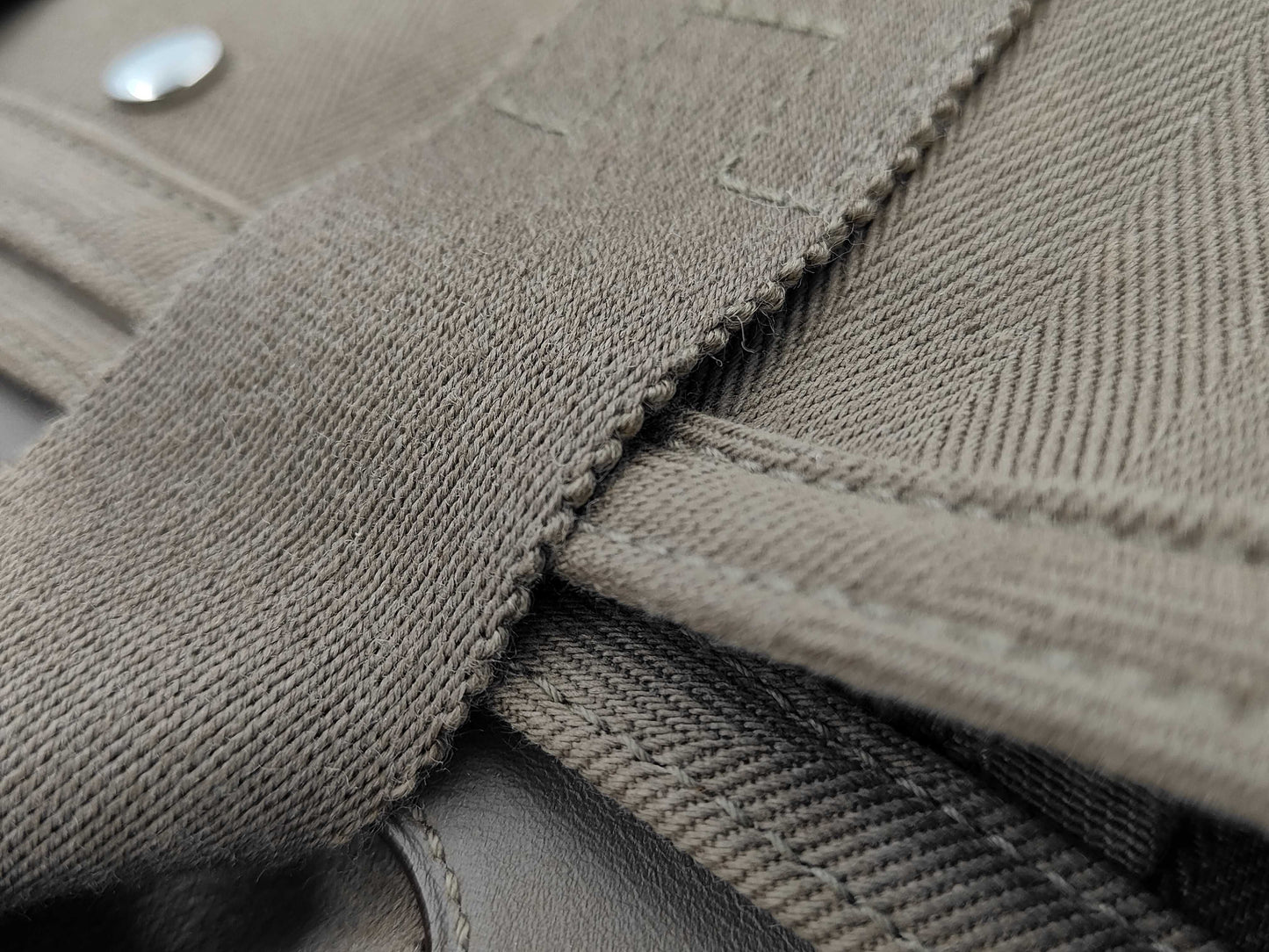 HERMES Valparaiso Long PM Toile Chevron Etoupe Handbag J