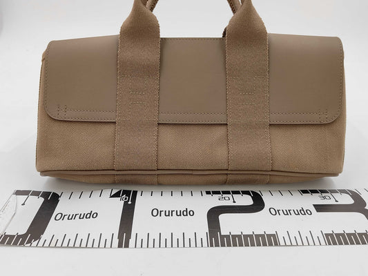 HERMES Valparaiso Long PM Toile Chevron Etoupe Handbag J