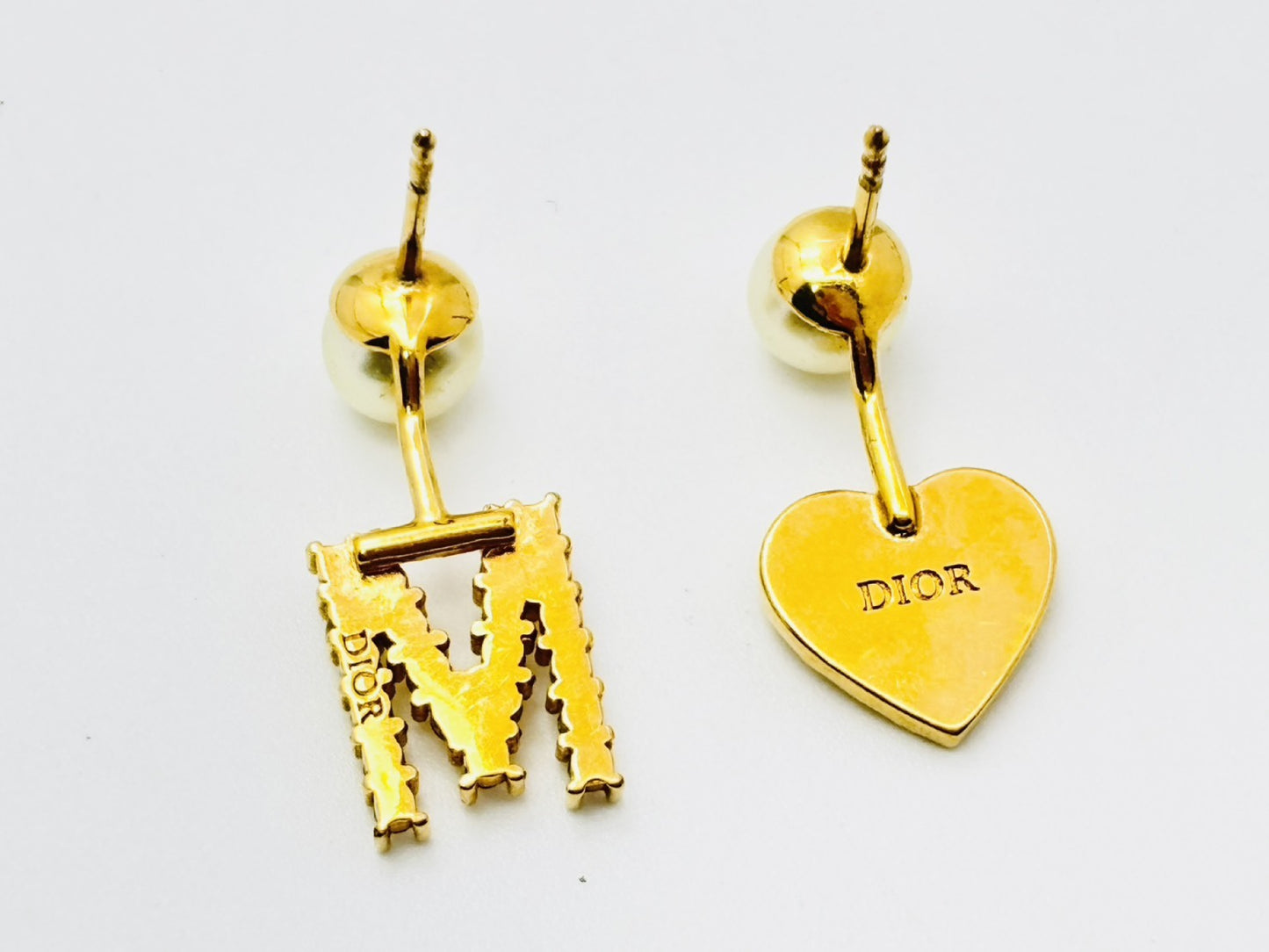 Dior Tribales Pearl Tribal Heart Single Earring & MY ABC Initial M Single Earring with Rhinestones