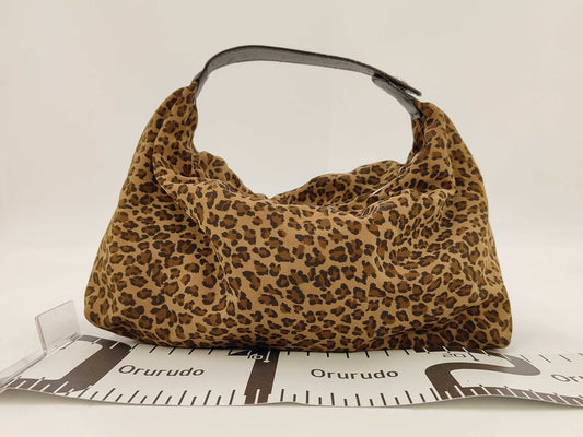 BOTTEGA VENETA Leopard Print Handle Leather Mini Bag with Triangular B Logo Plaque