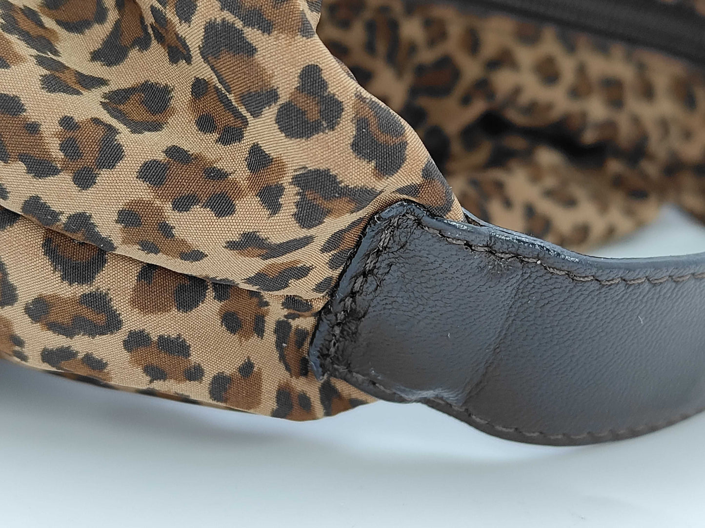 BOTTEGA VENETA Leopard Print Handle Leather Mini Bag with Triangular B Logo Plaque