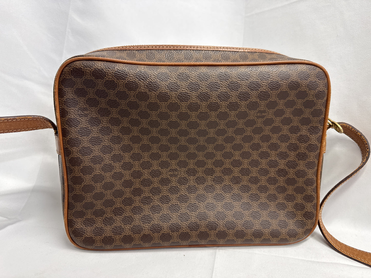 CELINE Macadam Shoulder Bag, Brown