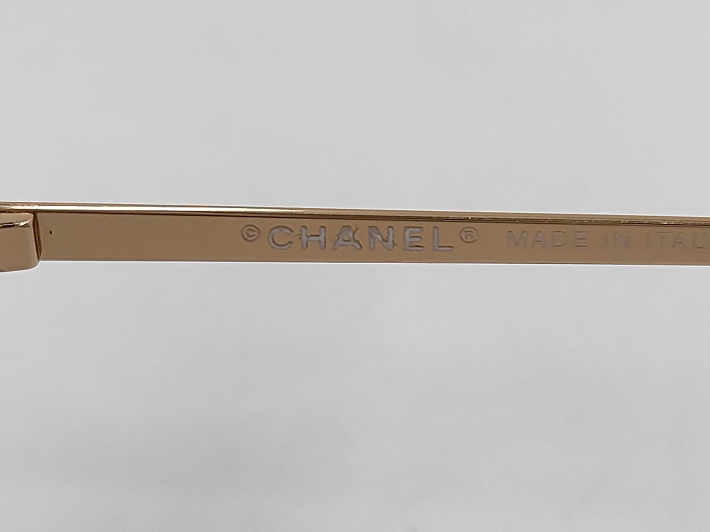 CHANEL Coco Mark Rimless Sunglasses with Rhinestones in Gold and Brown