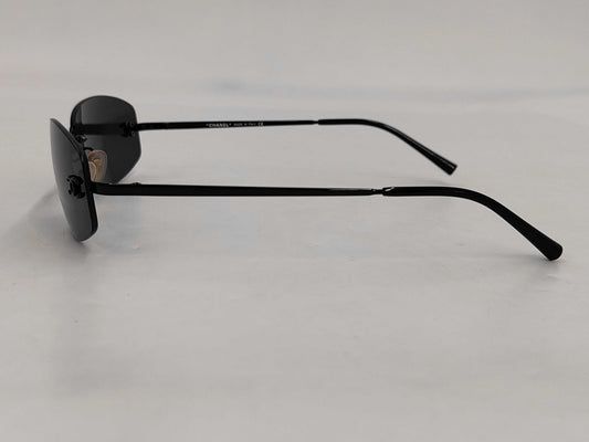 CHANEL Coco Mark Rimless Sunglasses Black Sunglasses/Eyewear