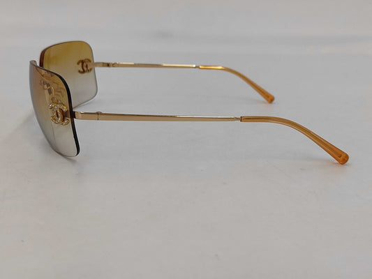 CHANEL Coco Mark Sunglasses with Rhinestones, Orange