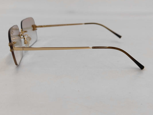 CHANEL Coco Mark Rimless Glasses with Rhinestones, Gold Sunglasses