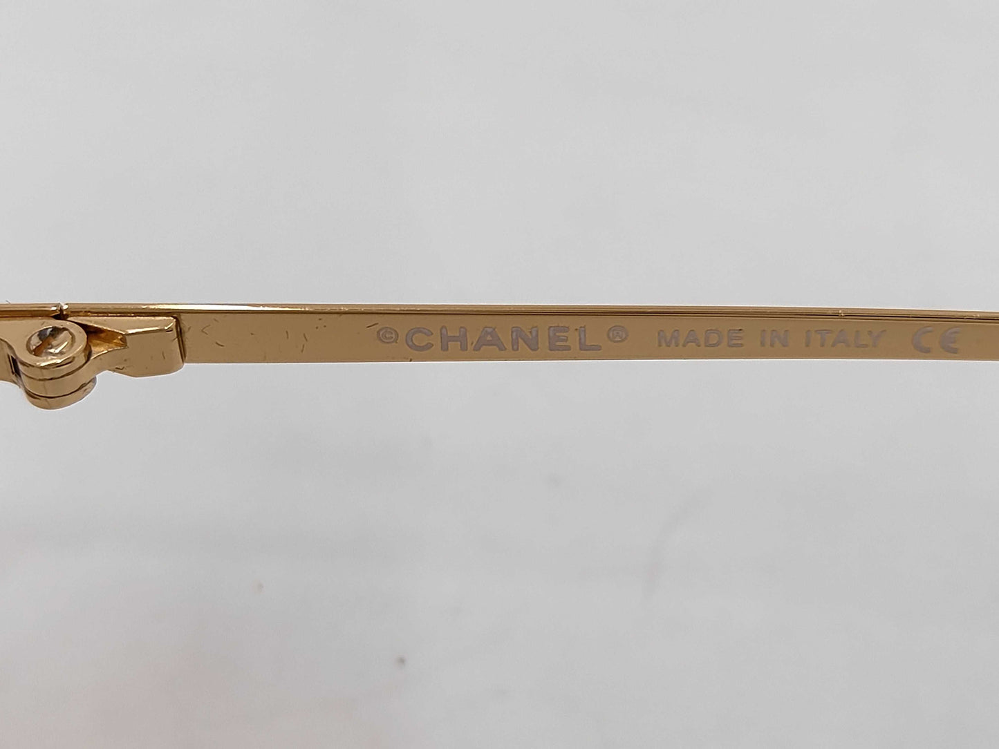 CHANEL Coco Mark Rimless Glasses with Rhinestones, Gold Sunglasses