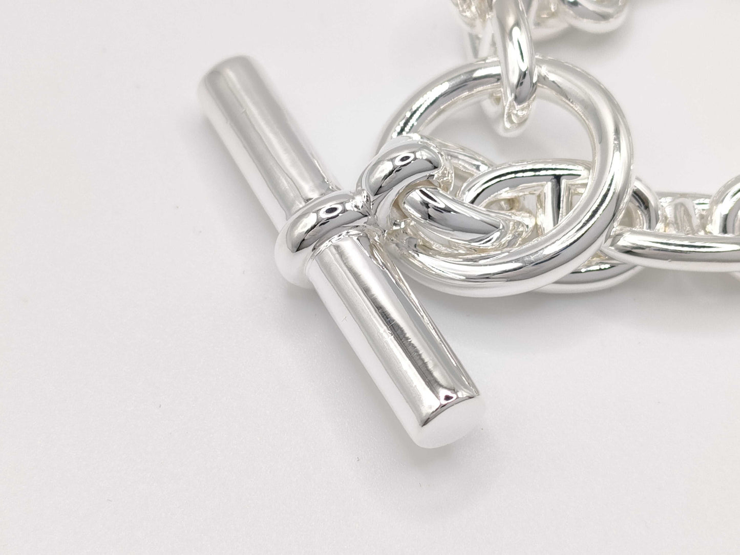 HERMES Chaine d'Ancre MM 14 links 52.3g 24 stamps Ag925 bracelet/bangle