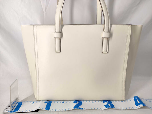 Salvatore Ferragamo Tote Bag, White Leather, Punched Handbag