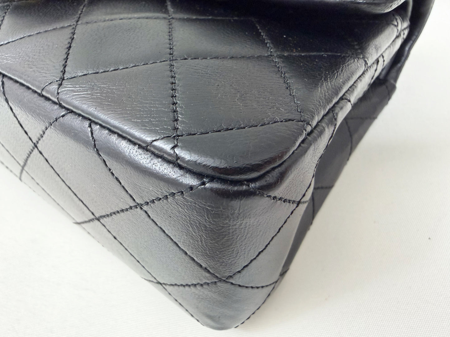 CHANEL Matelasse 23 Lambskin Double Flap Double Chain Black Shoulder Bag