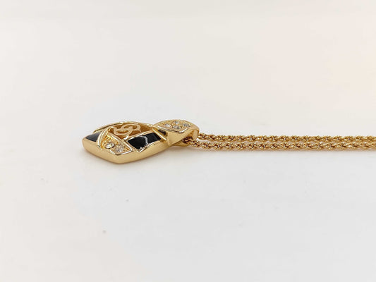 Dior Christian Dior Gold Rhinestone CD Logo Necklace