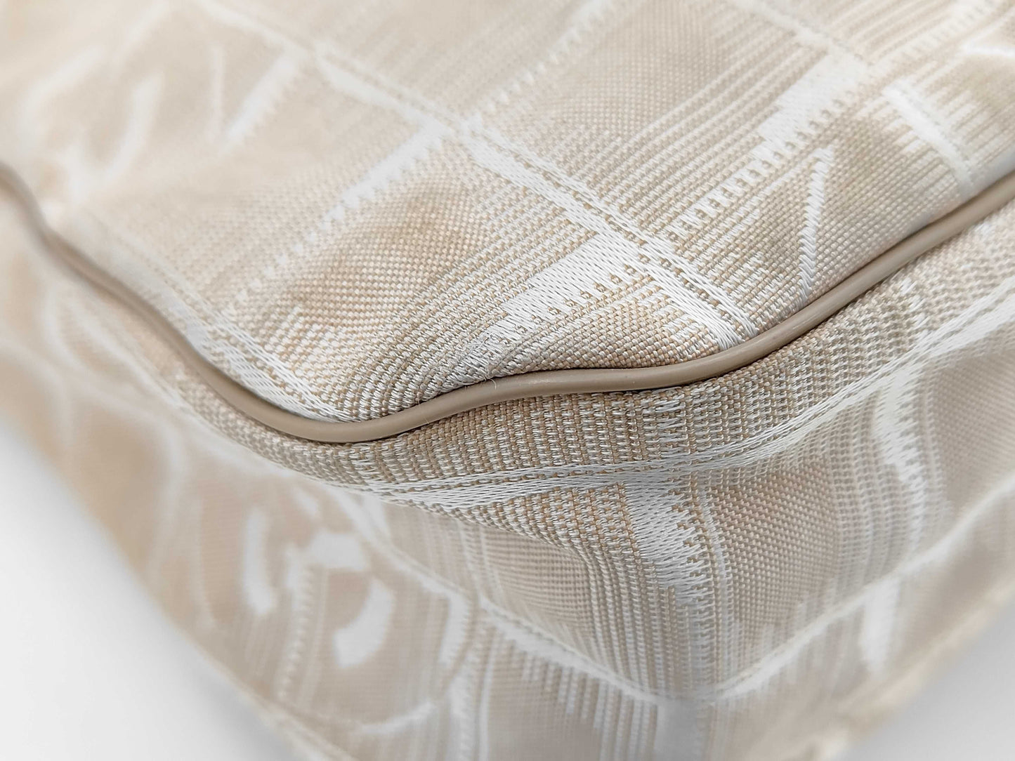 CHANEL New Travel Line Nylon Jacquard Leather Hobo Bag, No. 8, Beige, Shoulder Bag