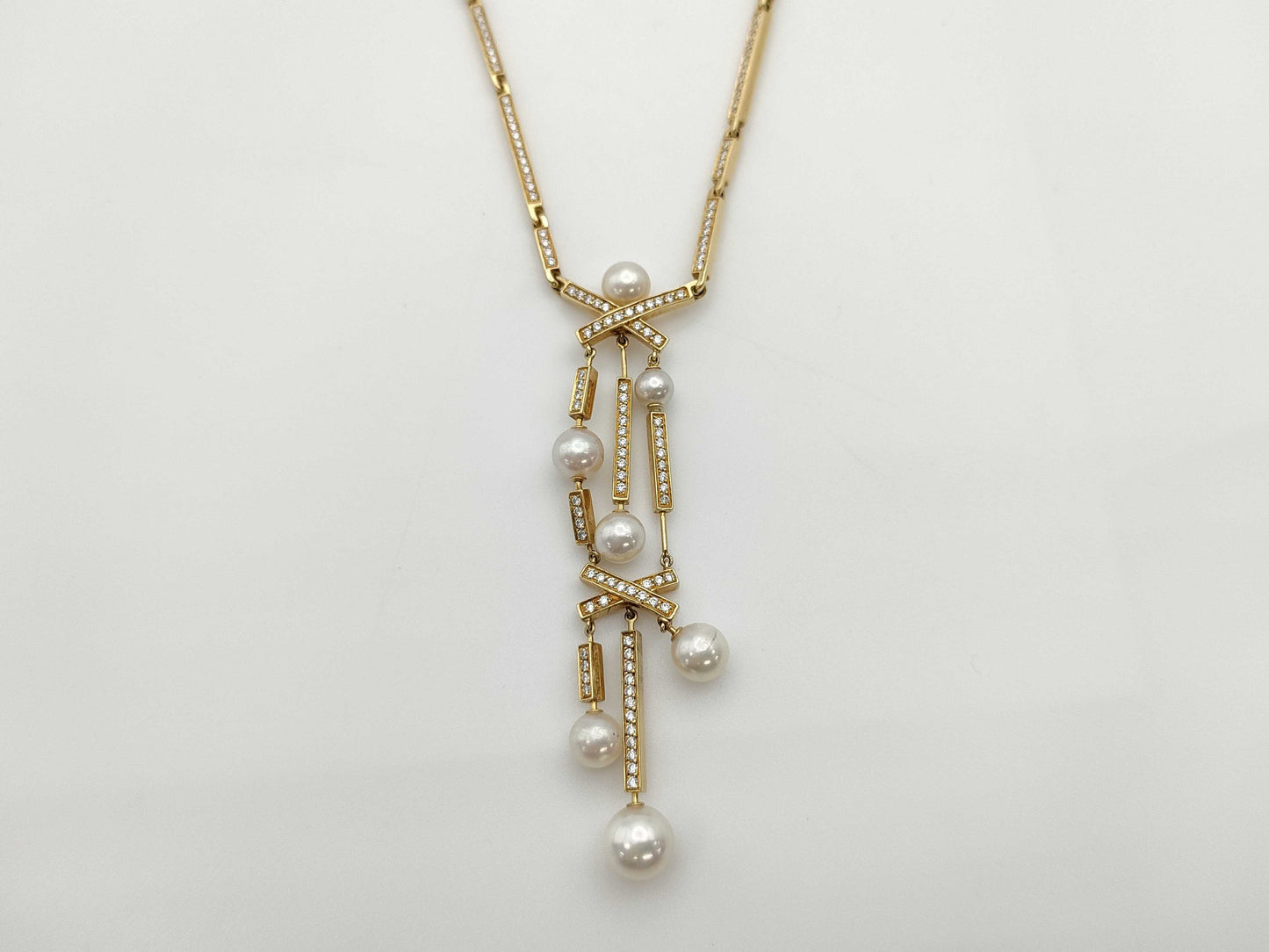 CHANEL Pearl Diameter Approx. 5.0mm Diamond 750 34.6g Necklace