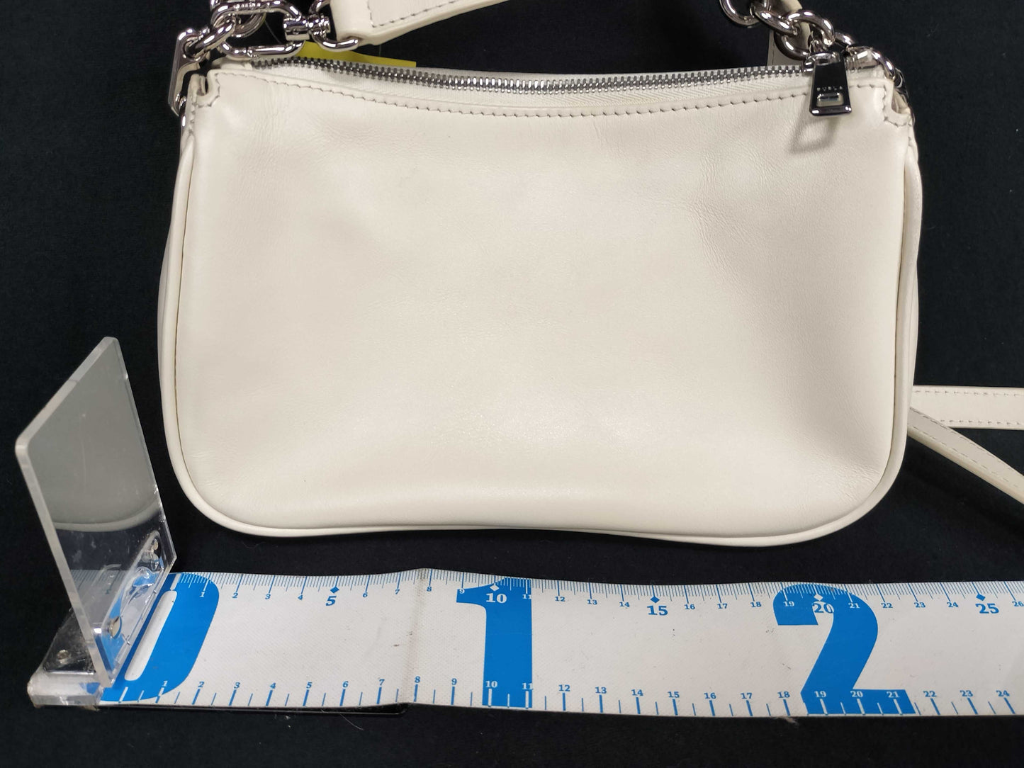 FURLA Leather Chain Shoulder 2-Way White Handbag