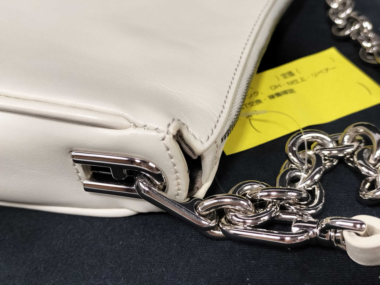 FURLA Leather Chain Shoulder 2-Way White Handbag