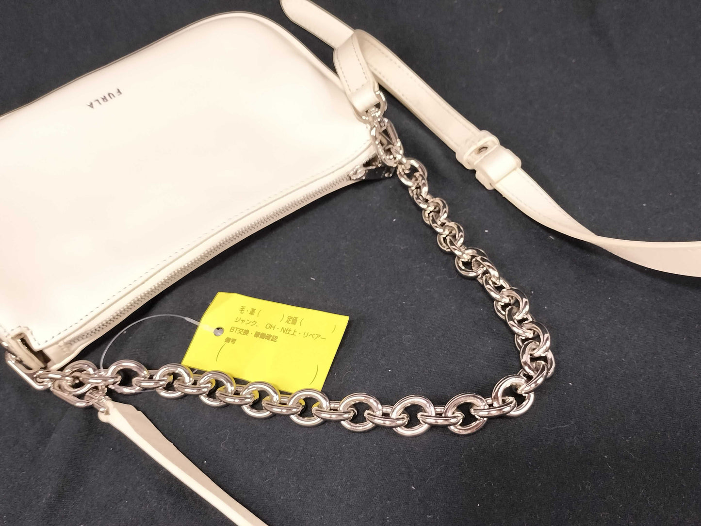 FURLA Leather Chain Shoulder 2-Way White Handbag