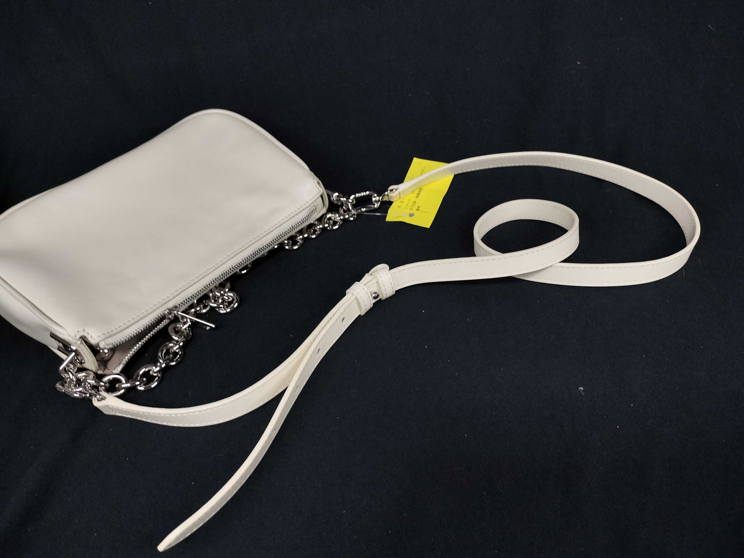 FURLA Leather Chain Shoulder 2-Way White Handbag