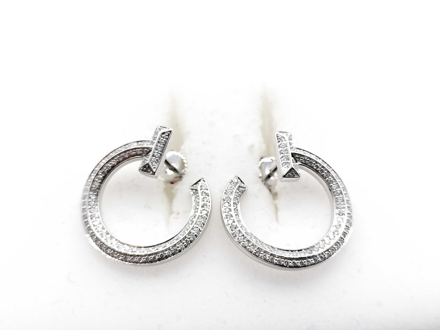 Tiffany & Co. T-One Open Diamond Earrings in WG Au750 8.5g