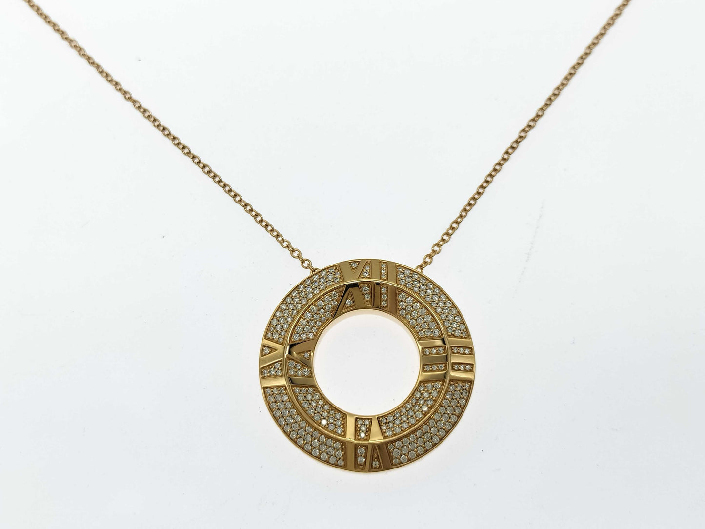 Tiffany & Co. Atlas X Closed Circle Diamond Necklace with 0.57ct Diamond, PG and Au750, 17.9g