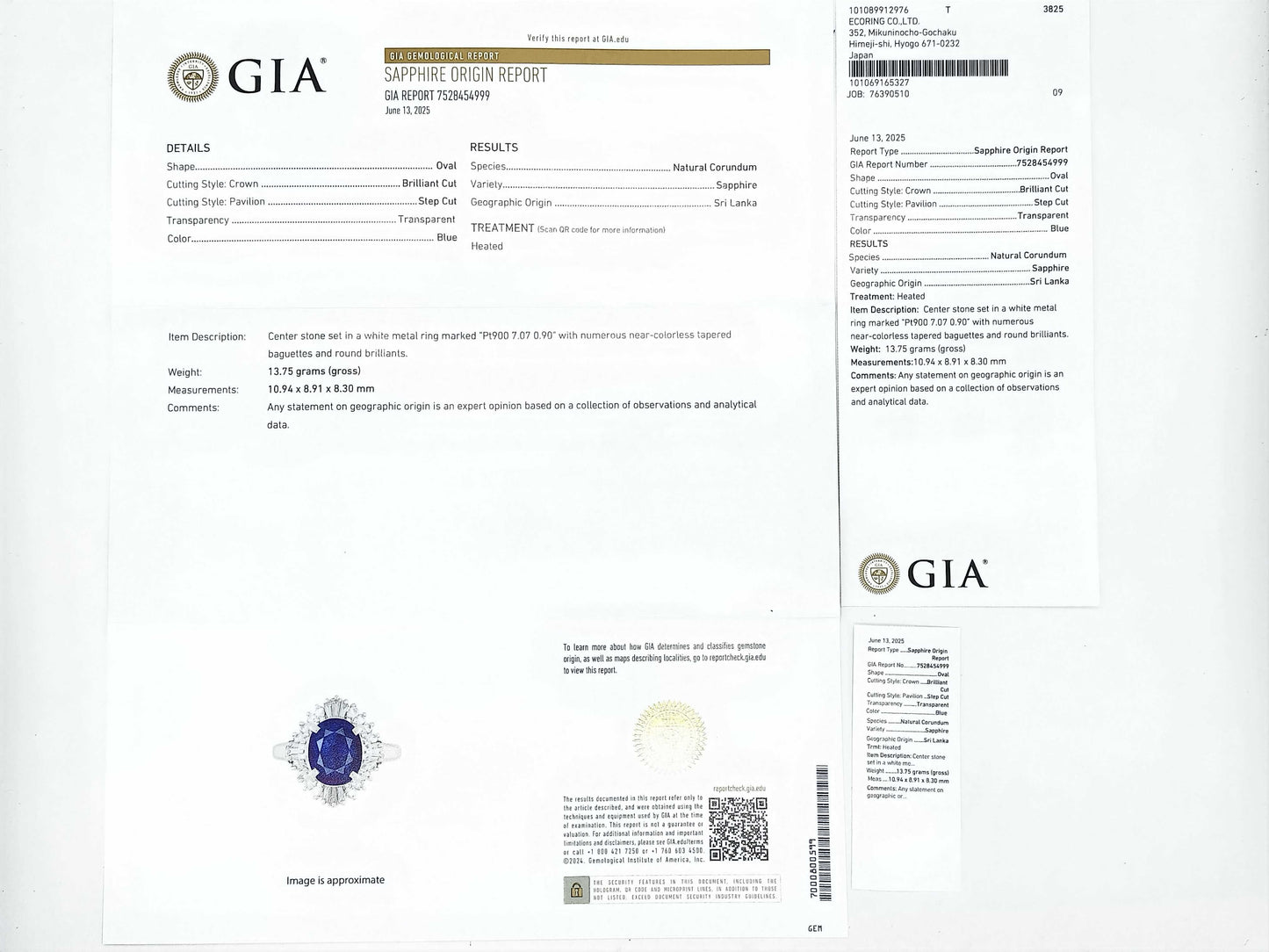 S7.07ct D0.90ct PT900 14.0g Ring