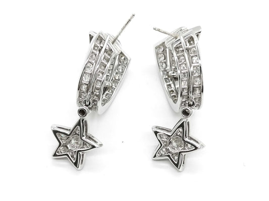 CHANEL Comet Pave Diamond WG 750 18.5g Earrings