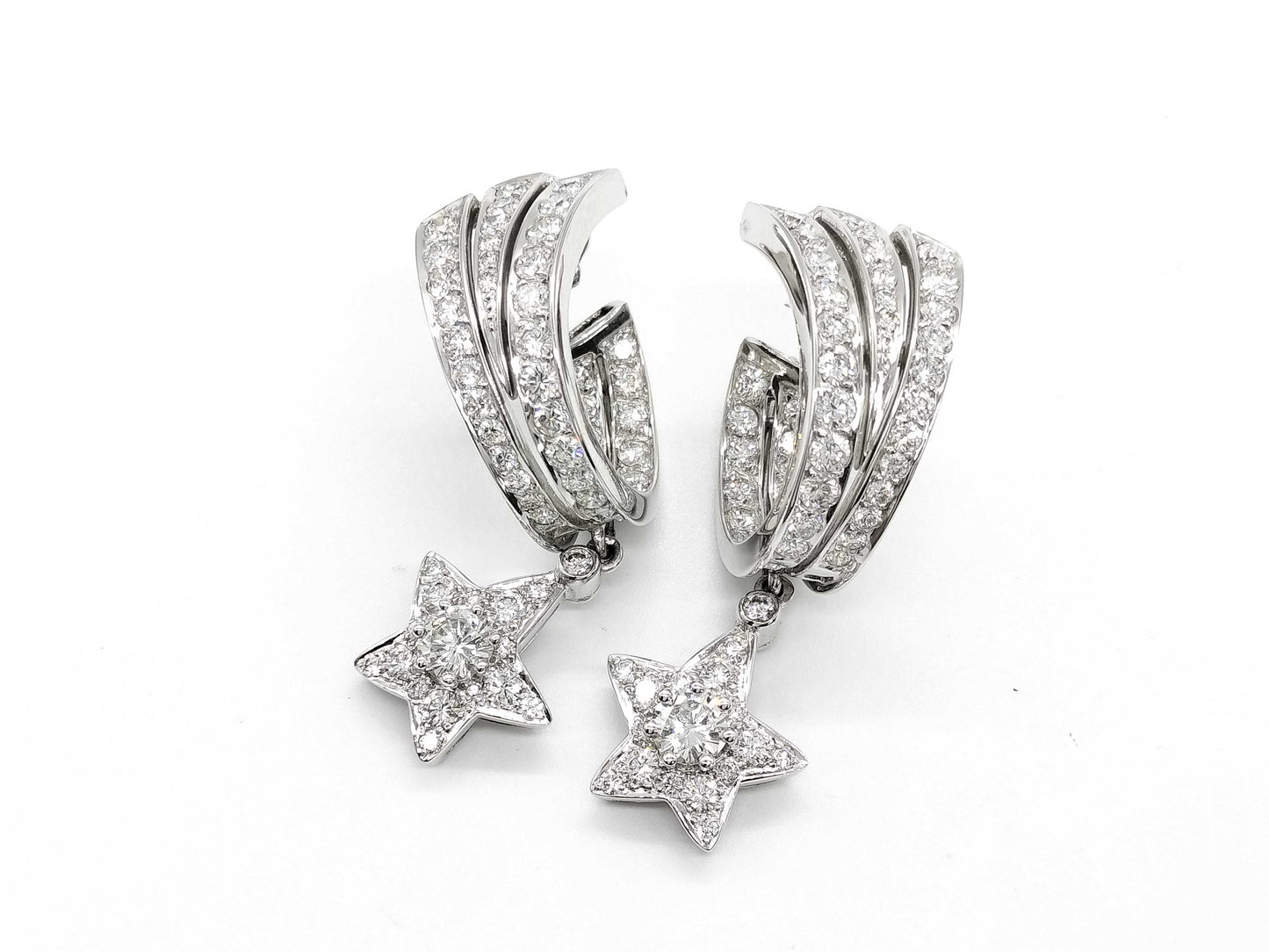 CHANEL Comet Pave Diamond WG 750 18.5g Earrings