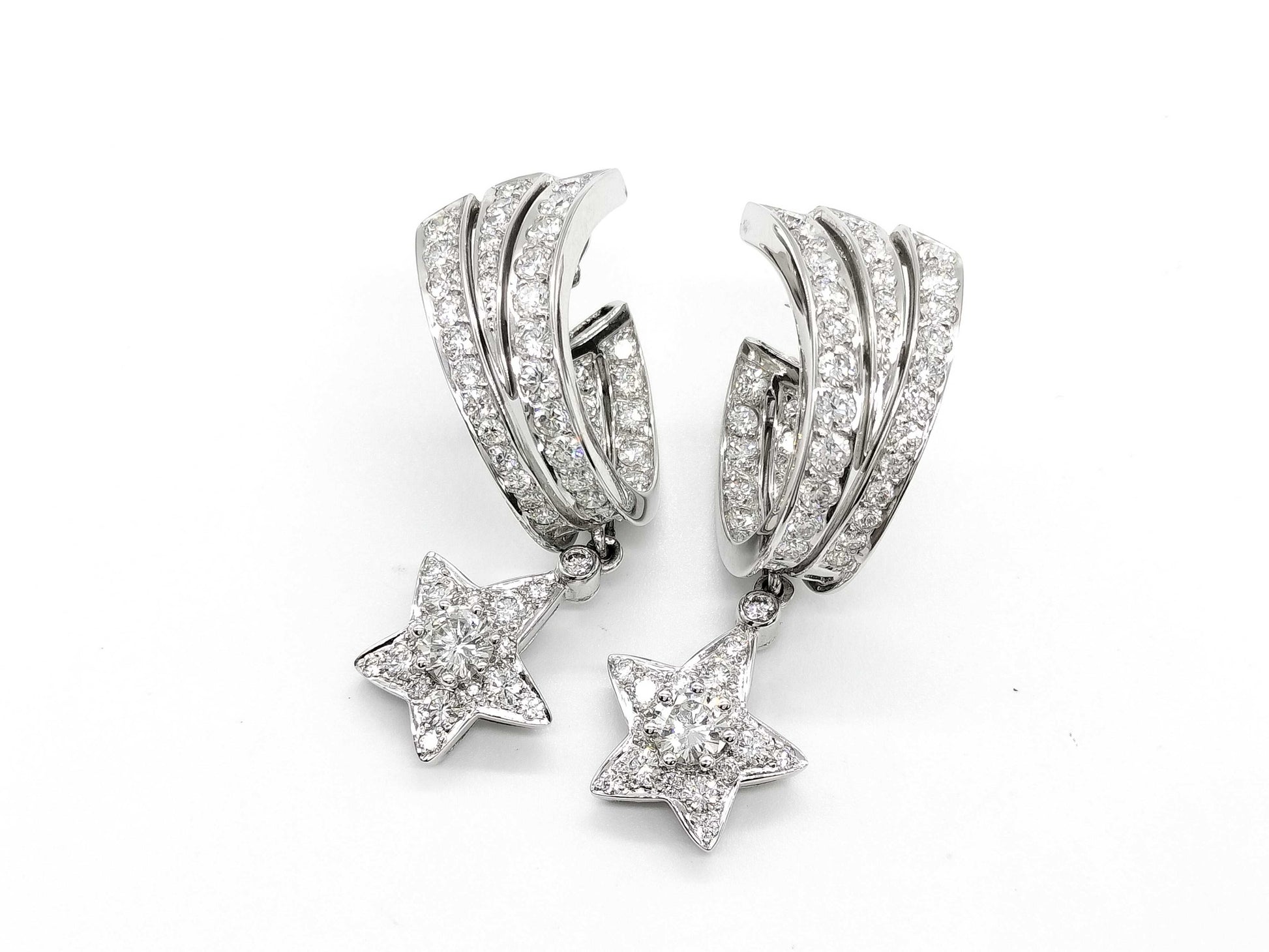 CHANEL Comet Pave Diamond WG 750 18.5g Earrings