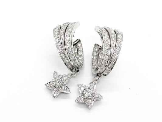 CHANEL Comet Pave Diamond WG 750 18.5g Earrings