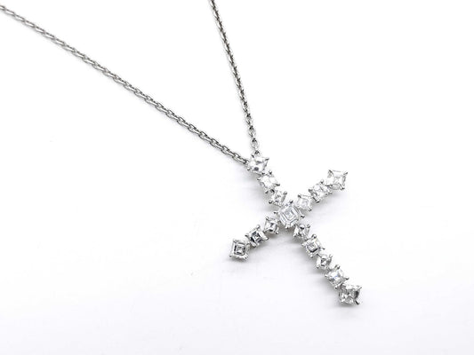 HARRY WINSTON Madonna Cross Large Diamond PT950 11.4g Necklace